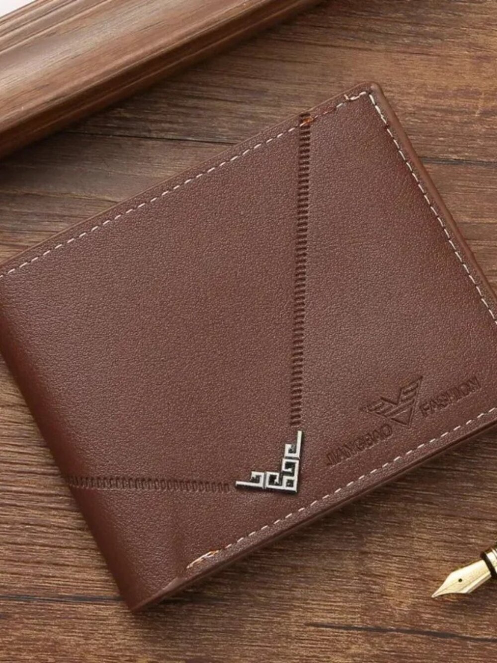 NEW Dark Brown Color Lightweight Men's Slim Bifold Vegan Leather Pocket Wallet